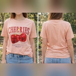 Cherries Peach Short Sleeve Tee